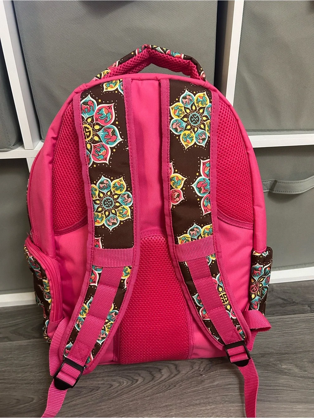 Simply Southern Youth/Kids Brown Floral Backpack with Pink Trim